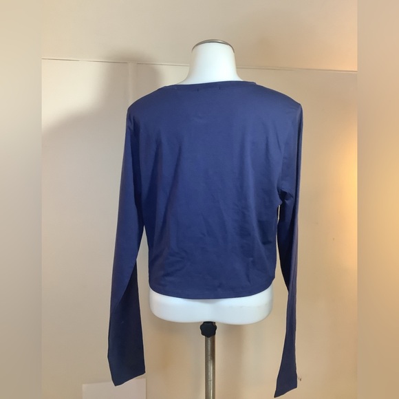 3X Navy long sleeve crop top soft lightweight tee shirt material. - Picture 11 of 11